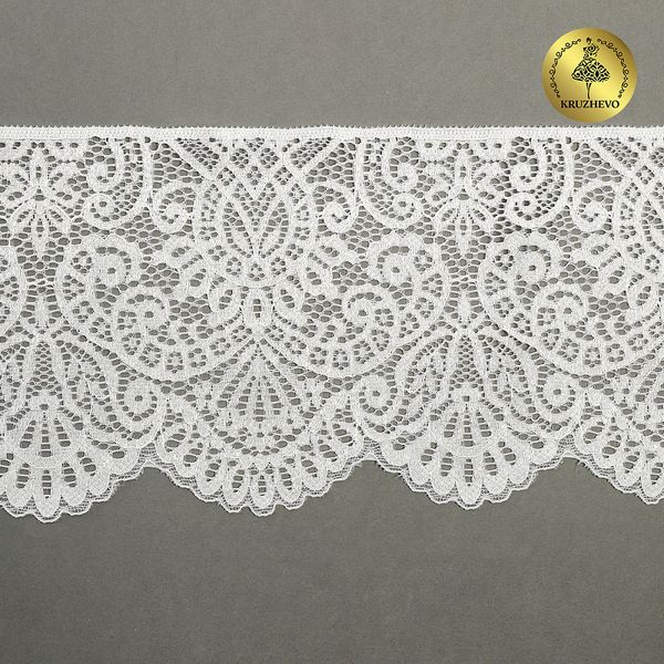 Кружево эластичное (стрейч) 110 мм, 40992PP цв.белый уп.25м, Kruzhevo