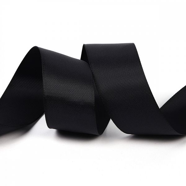 Лента репсовая (в рубчик) 38.0 мм цв. 030 черный уп.22.86м (±1м)