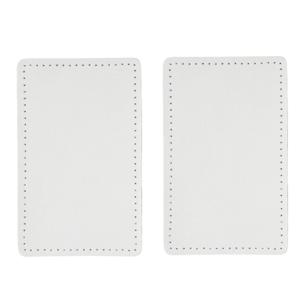 Заплатки пришивные из кожи, прямоугольник 8х12.7 см, с перфорацией, 2 шт, 100% кожа, 08 белый, 9123