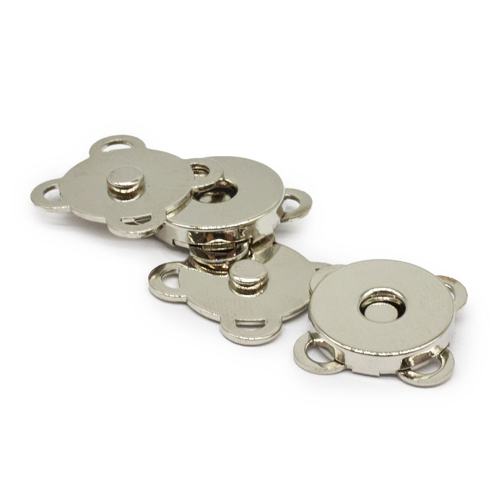 Кнопка магнитная металл пришивная ⌀15.0 мм, никель, 4 шт, BIG