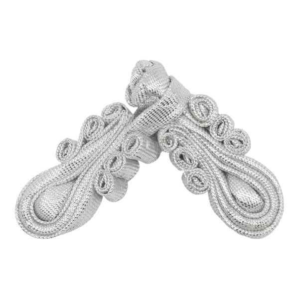 Сутажная застежка, 7 см (серебро), NO.1, 5 шт