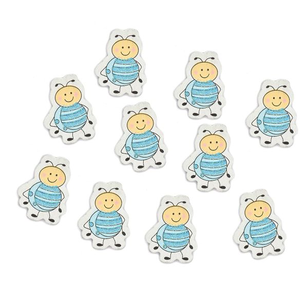 Декоративный стикер Пчелка 40 мм, голубой, 10 шт