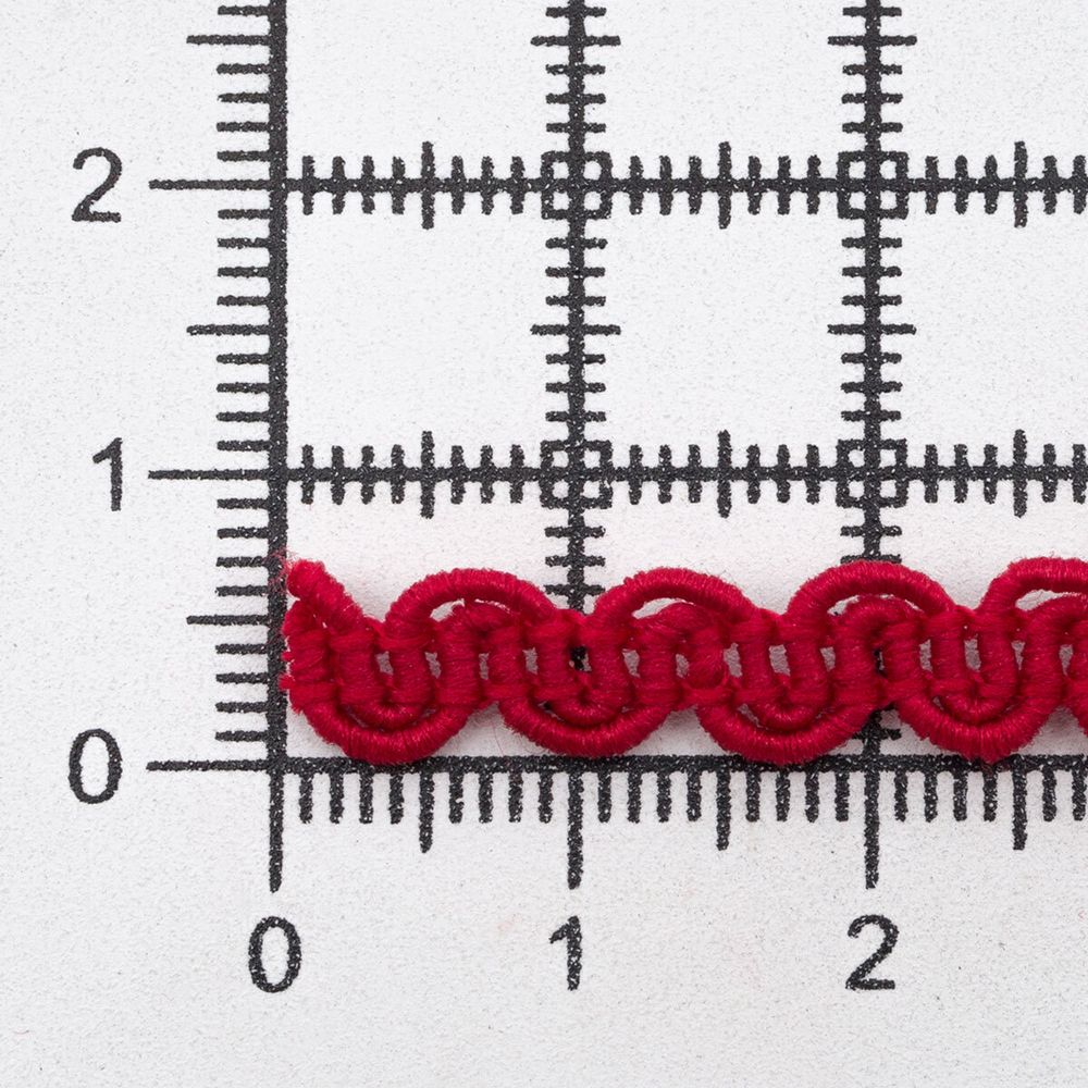 Тесьма декоративная вязаная 7мм, 10 метров, С1430Г7 красный