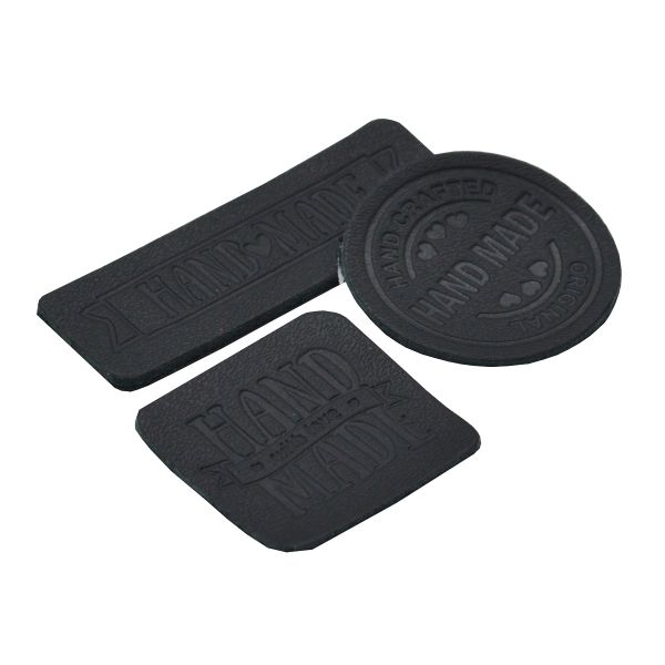 Набор кожаных термоаппликаций Hand Made: квадрат №5 (1шт), круг №2 (1шт), прямоугольник №3 (1шт), 43 черный