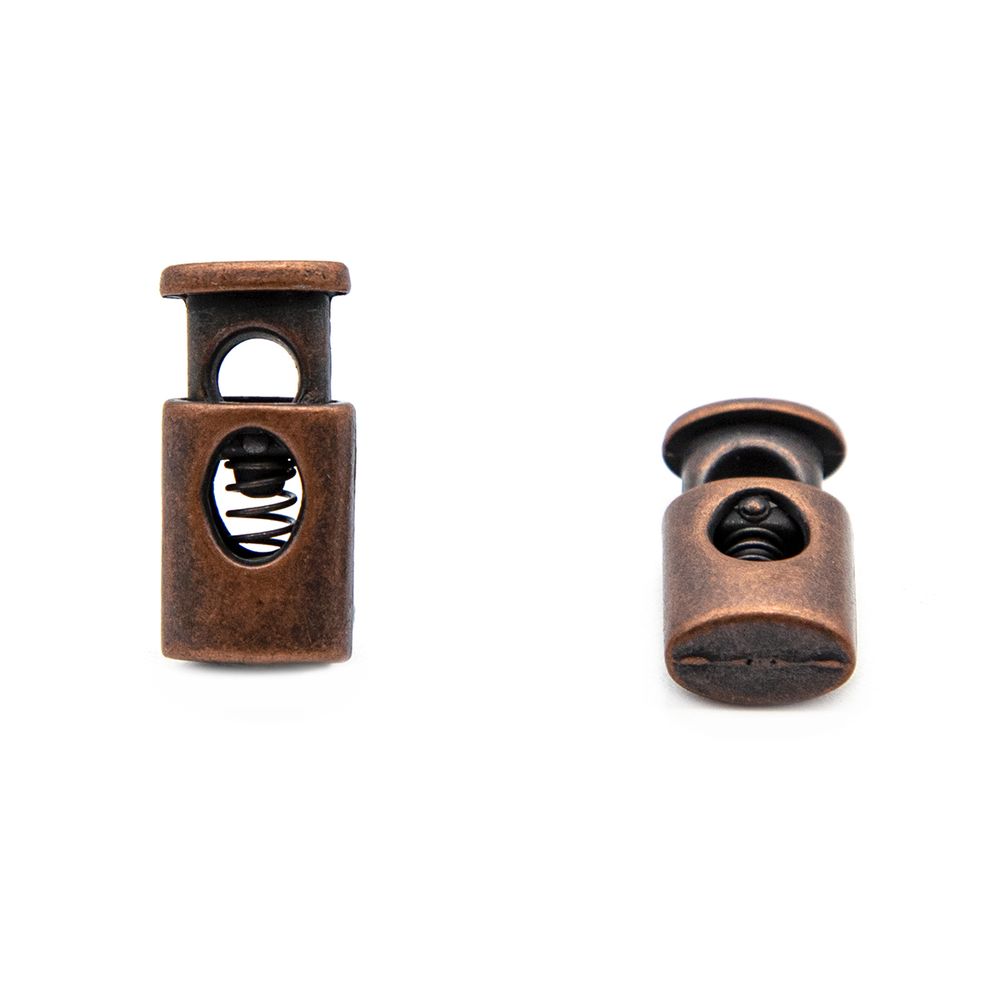 Фиксатор (зажим) для шнура металл 1 отв., 20х10 мм, (in ⌀4.5 мм), цв.т.медь, 20 шт