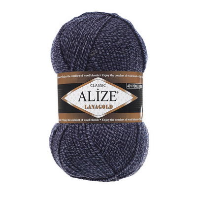 Пряжа Alize (Ализе) Lana Gold / уп.5 мот. по 100 г, 240м, 901 темно-синий меланж A