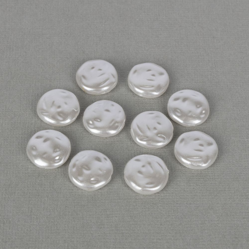 Бусины пластик ⌀16 мм, 100 шт, №01 круглая плоская под жемчуг, Zlatka WDB-09