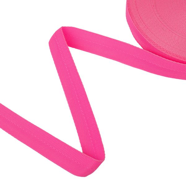 Стропа (ременная лента) 25 мм / 25 метров, толщ. 0.91 мм, [14.4 г/пог.м], 100% п/п, яр.розовый, Gamma 3074