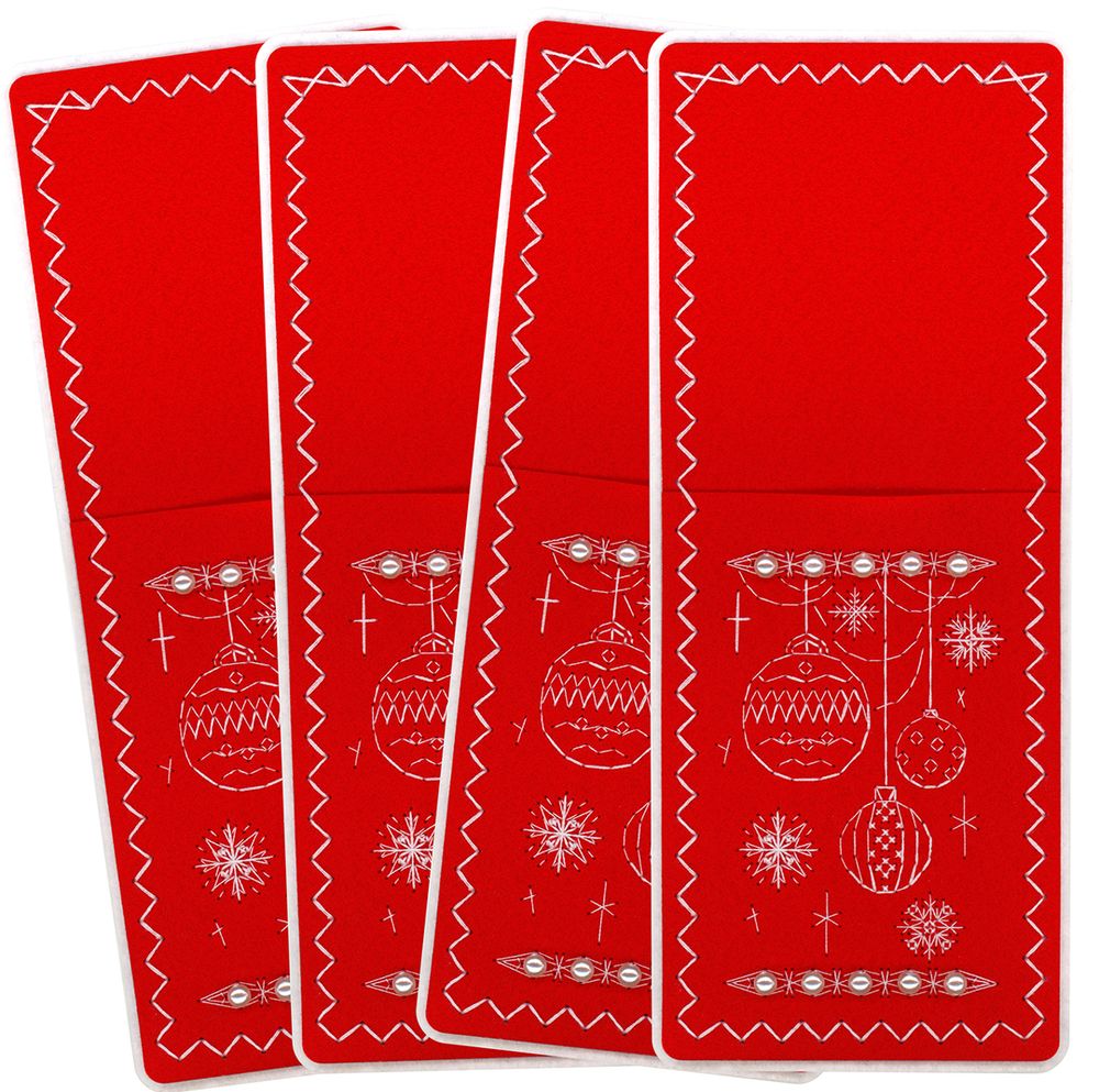 Набор для вышивания нитками МП Студия (Жар-птица), Новогодние узоры. Набор для сервировки приборов, 26х11 см