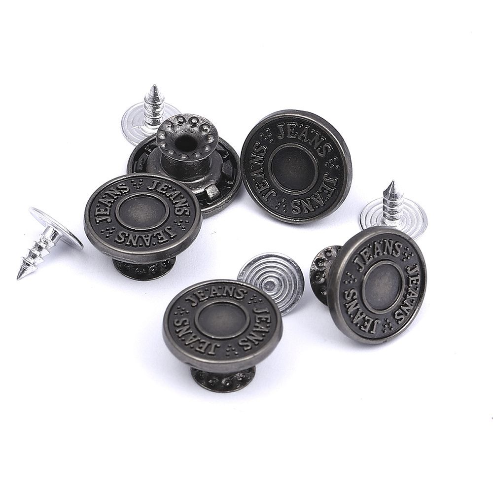 Пуговицы джинсовые ⌀15 мм, фиксированная ножка, сталь, античное серебро, 100 шт
