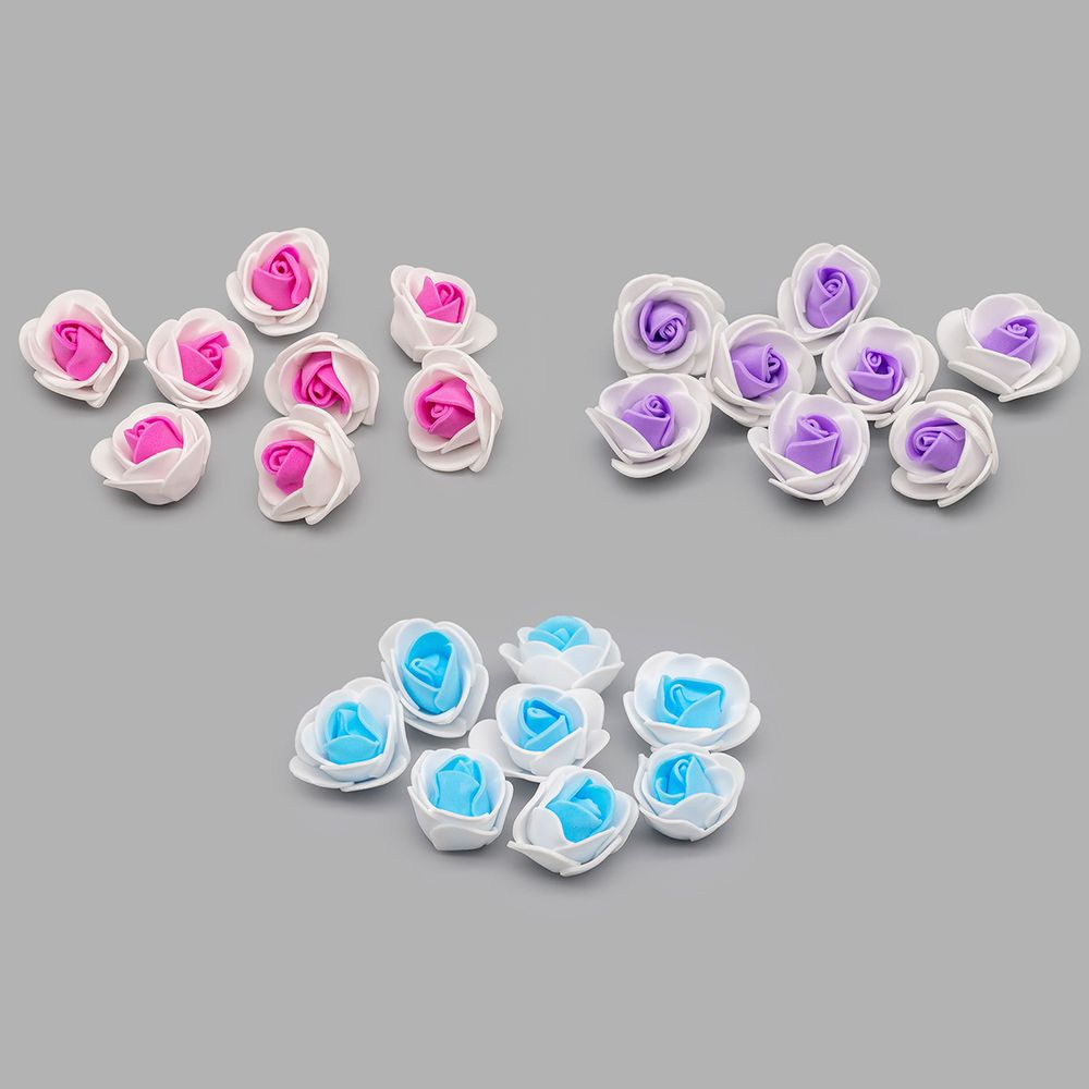 Цветочек-розочка из фоамирана 38 мм, микс №5, 3 цвета, 24 шт
