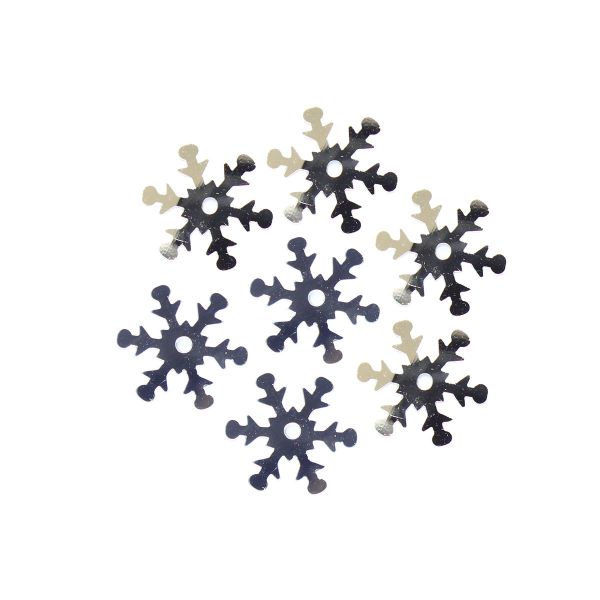 Пайетки фигурные снежинки 13 мм, Астра 10г, 1 серебро, уп.10 шт