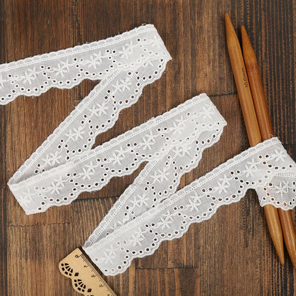 Кружево шитьё хлопок 30 мм / 13.71 метра, арт.9626, цв.01 белый