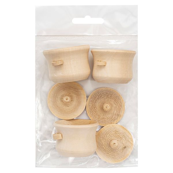 Заготовка для декорирования Кастрюля мал, h4, d4,5, d крышки 4,2см, 3 шт