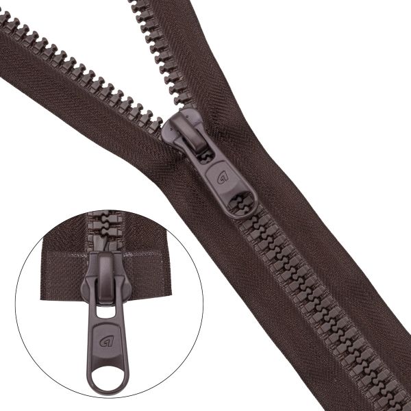 Молния трактор Arta Т8 (8 мм) 2 зам., разъем., 75 см, (2080), A141 т.коричневый, НОВЫЙ МАТОВЫЙ ЗАМОК, уп.50 штук