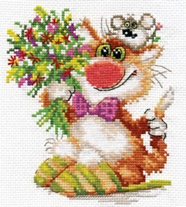 Набор для вышивания нитками Алиса, Спешим поздравить 13х15 см