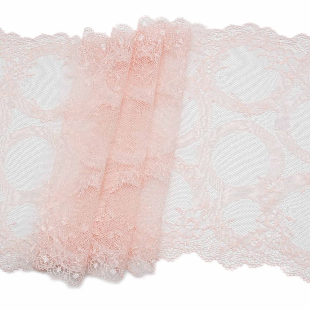 Кружево бельевое эластичное 250 мм / 10 м, нежно-розовый