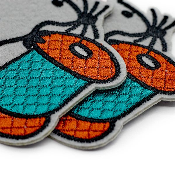 Термоаппликация вышитая Мышка с катушкой 7*7,5см (2 шт) (1 серый/розовый/оранжевый) 15833