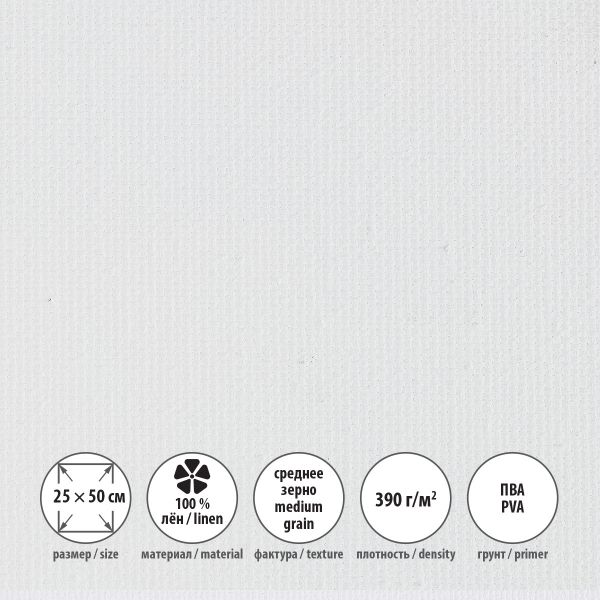 Холст грунтованный на подрамнике 25х50 см, 390 г/м², 2 шт, Залесский среднезернистый, Vista-Artista PLMG-2550