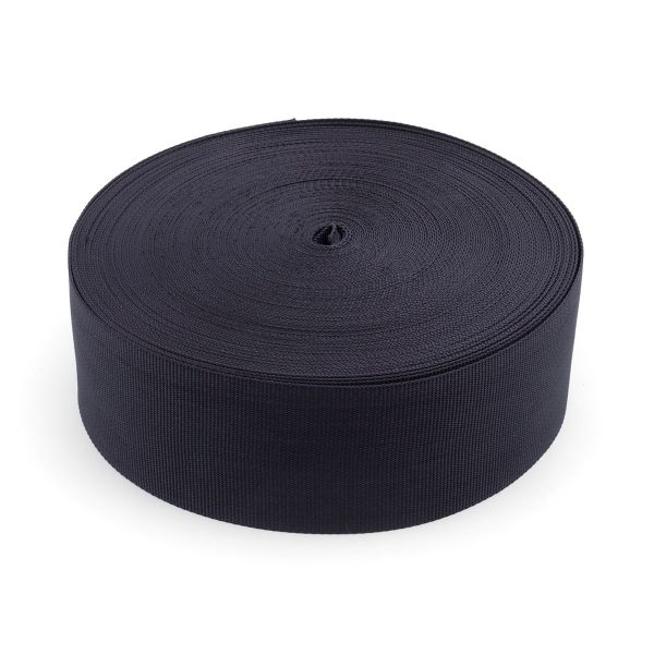 Стропа (ременная лента) 60 мм, 30 м, толщ. 1.0 мм, [37.9 г/пог.м], 100% п/э, 005 черный