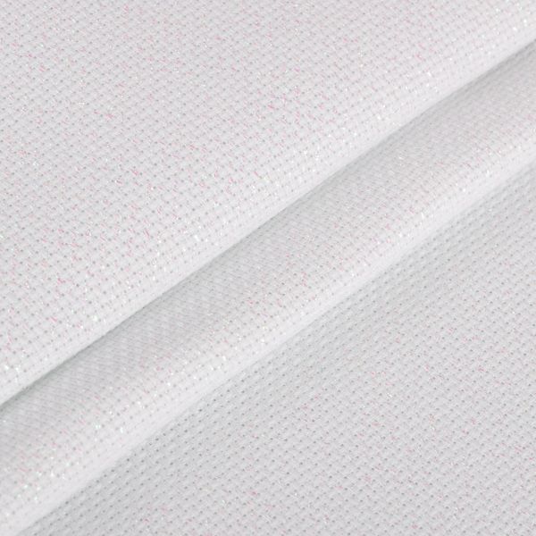 Канва Aida 14 ct, 150 см / 10 метров, белый с перламутровым люрексом, Gamma K04L