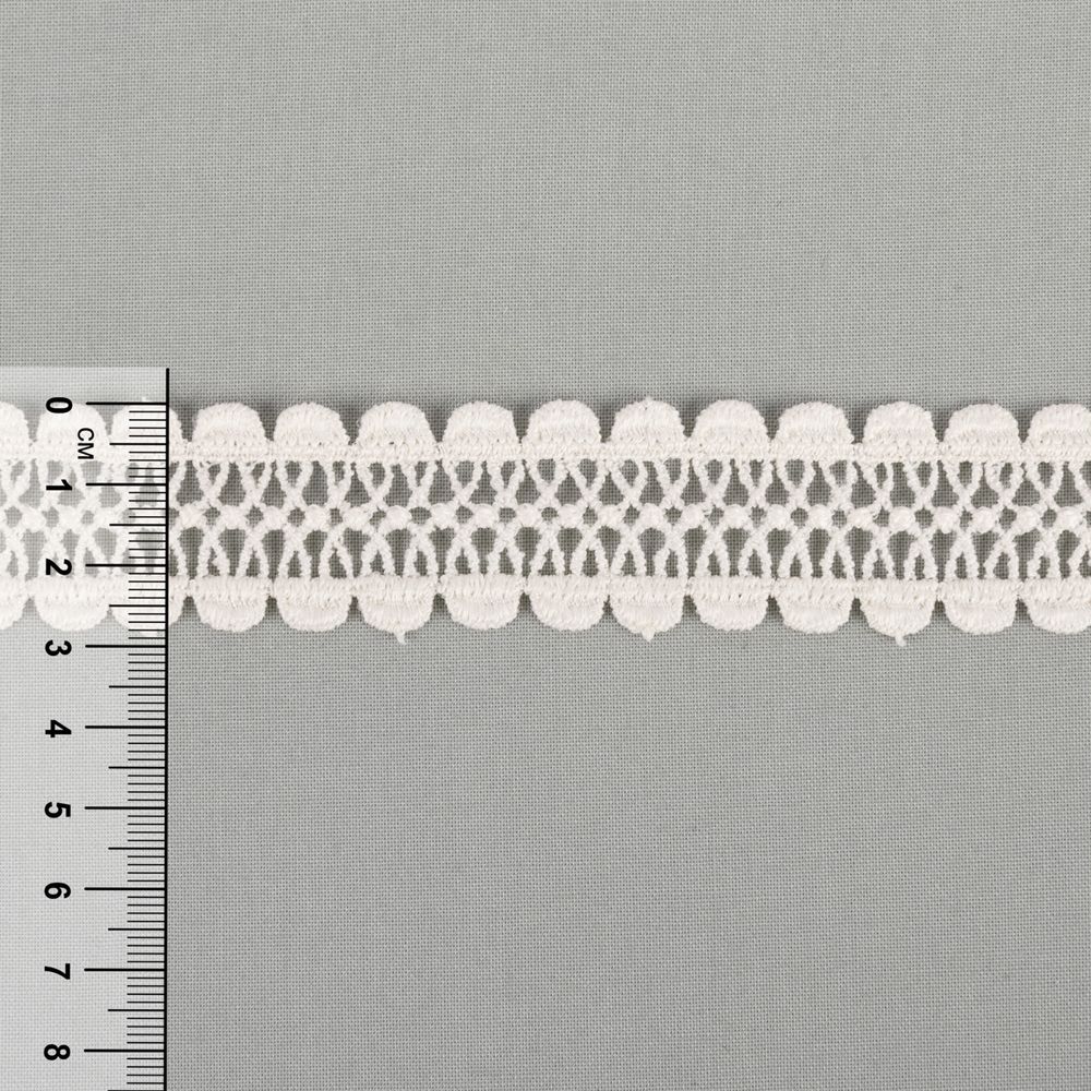 Кружево гипюр (плетёное) 28 мм / 10 ±0.2 метра, GP003CR кремовый, Gamma GGM-2802