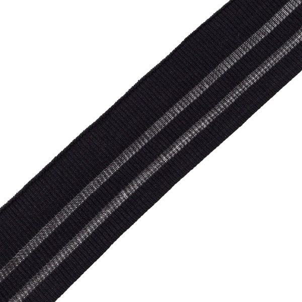 Подвяз (довяз) трикотажный с прозрачными вставками 6 см / 1 метр, черный, 3AR2880