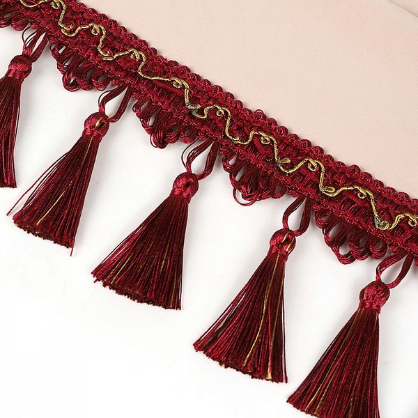 Бахрома отделочная широкая 100.0 мм / 10 метров, с кистями, 6152-0327, цв.6393 красный