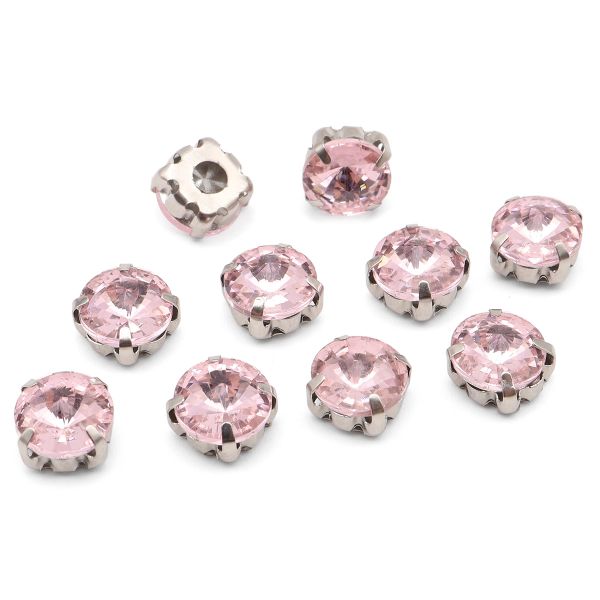 Хрустальные стразы в цапах круглой формы, розовый 8 мм, 10 шт. Astra&Craft, РЦ010НН8