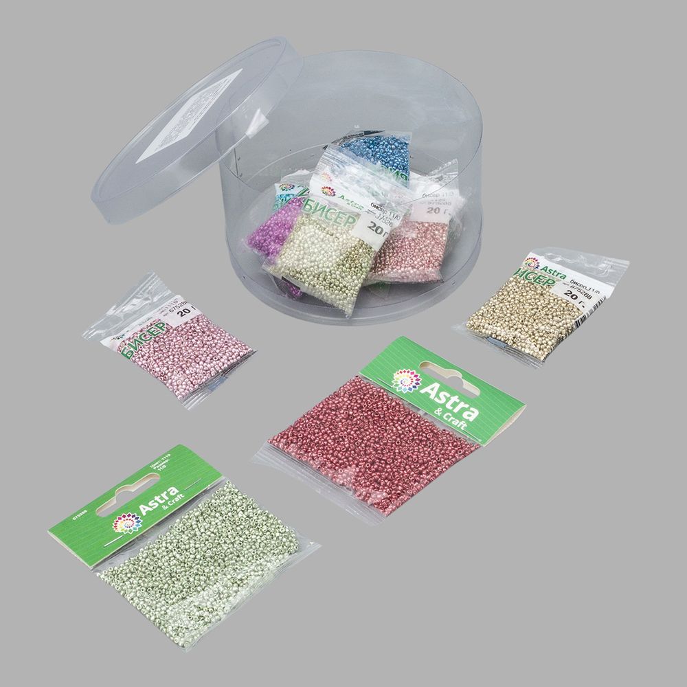 Набор бисера 11/0 ассорти №13 в тубе, 10 цветов, Astra&Craft