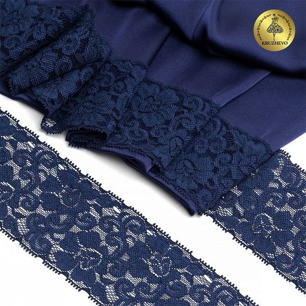 Кружево эластичное (стрейч) 65 мм / 3 метра, TBY.L840, цв.S919 синий сапфир