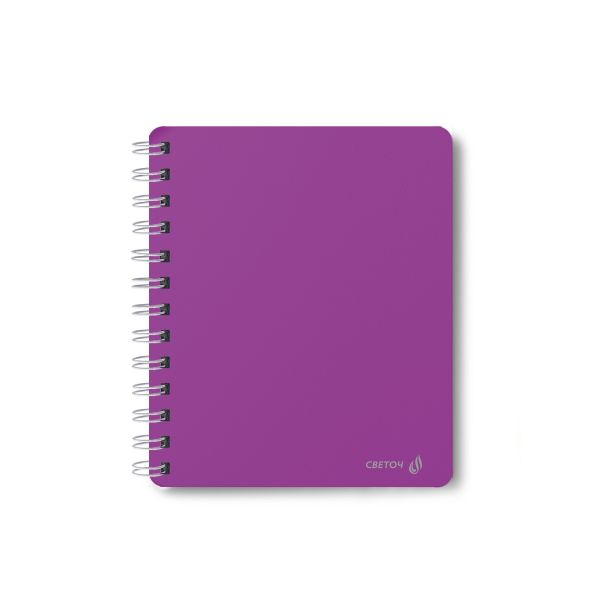 Записная книжка с пластиковой обложкой, тиснение серебряной фольгой, 500 мкр, на гребне, A6 80 л., 4 шт, клетка, Пурпур 01049, Светоч 80ЗК33