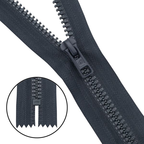 Молния трактор Arta Т6 (6 мм) 1 зам., н/раз., 18 см, (2075), A156 т.серый, НОВЫЙ МАТОВЫЙ ЗАМОК, уп.10 штук