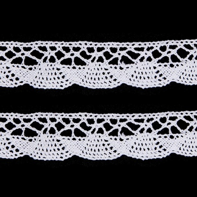 Кружево вязаное (тесьма) хлопковое 20 мм / 9.14 метров, белоснежный
