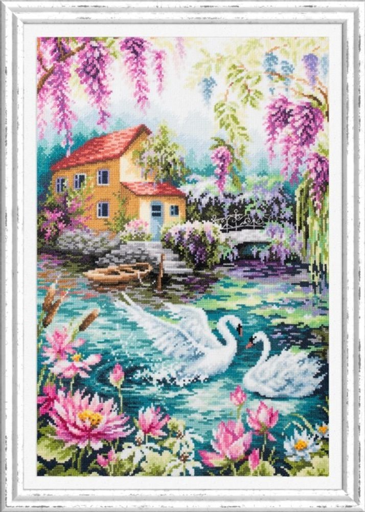 Набор для вышивания нитками Чудесная игла, Лебединое озеро, 30x45 см