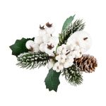 Веточка декоративная хвойная с шишкой и ягодами 19 см, 3 шт, 01, Blumentag