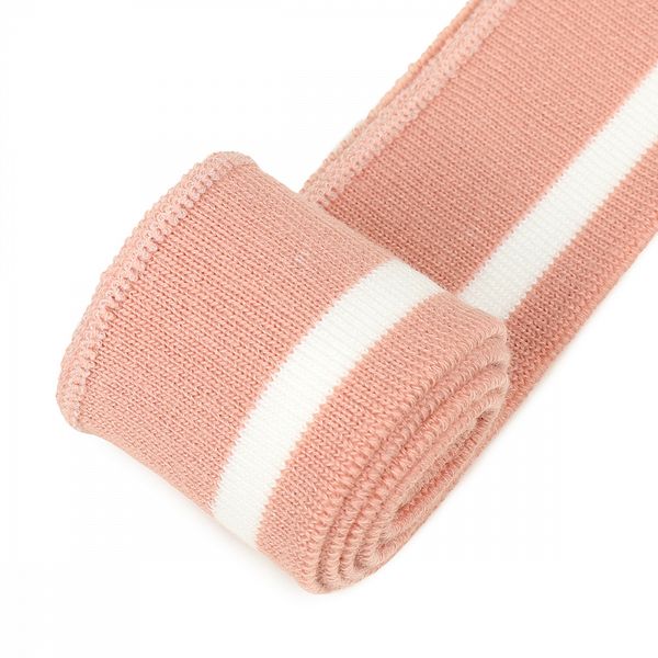 Подвяз (довяз) трикотажный 3.5х80 см, пыльно-розовый с белой полосой, 100% п/э, 5 штук