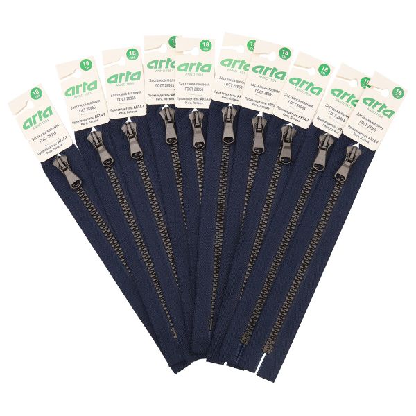 Молния трактор Arta Т6 (6 мм) 1 зам., н/раз., 18 см, (2075) NOIR 044 т.синий/1000 брунит, 10 шт