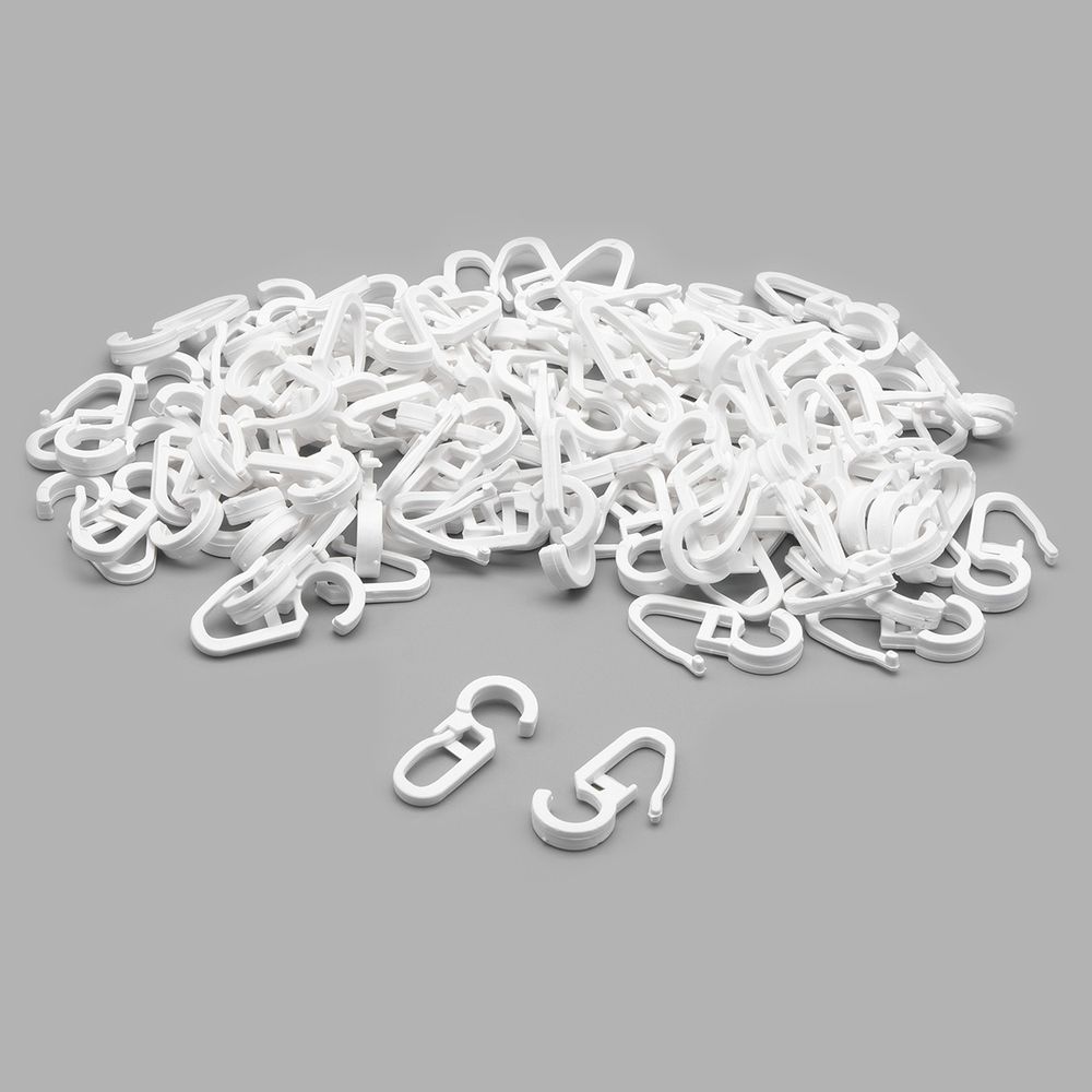 Крючки шторные для карниза 34 мм для карнизных колец ⌀40-50 мм пластик, белый, 100 шт, (PPA741)