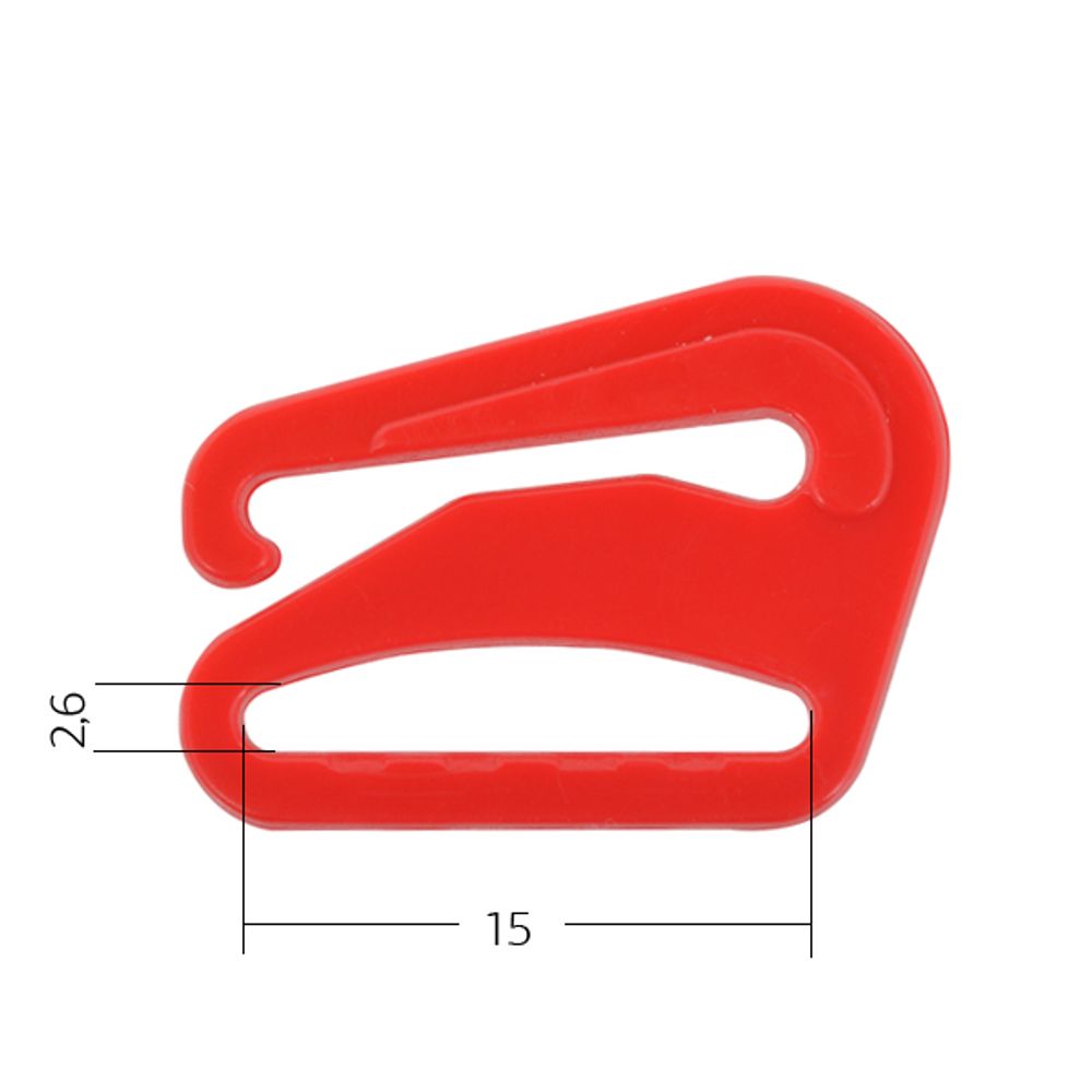 Крючки для бюстгальтера пластик 15.0 мм, 100 красный, Arta, 50 шт
