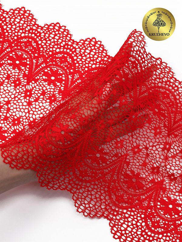 Кружево бельевое эластичное 220 мм / 3 м, цв.SD163 красный, Kruzhevo