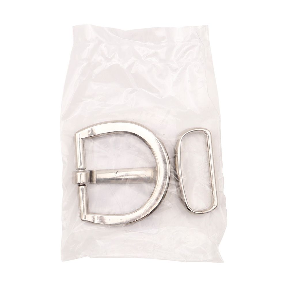 Пряжка + шлевка металл 38 мм, 1 уп (1+1 шт), серебро (никель), MB-2203