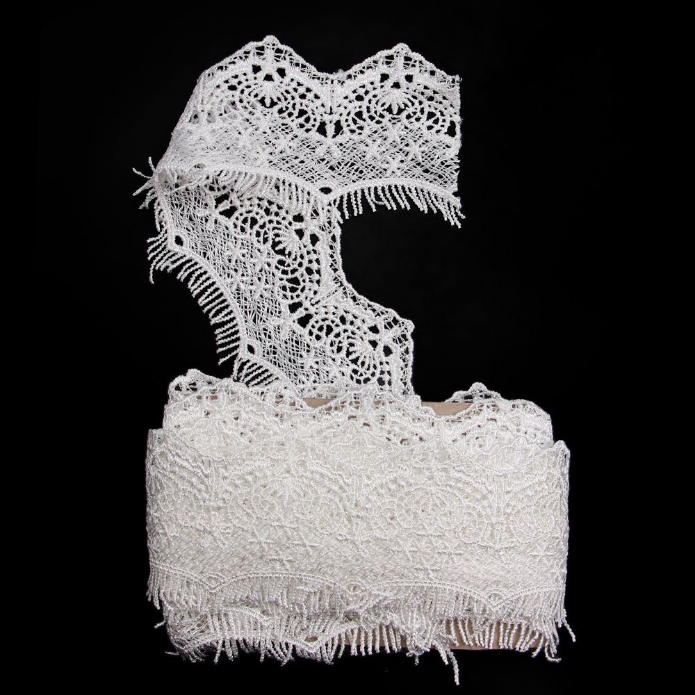 Кружево гипюр (плетёное) 72 мм / 3 метра, C501 белый