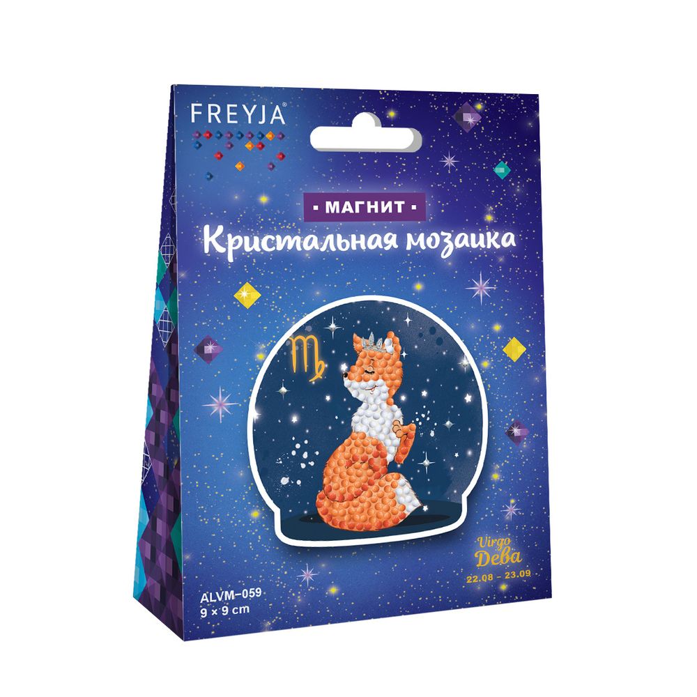 Алмазная (кристальная) мозаика Фрея, магнит Знаки зодиака. Дева, 9х9 см