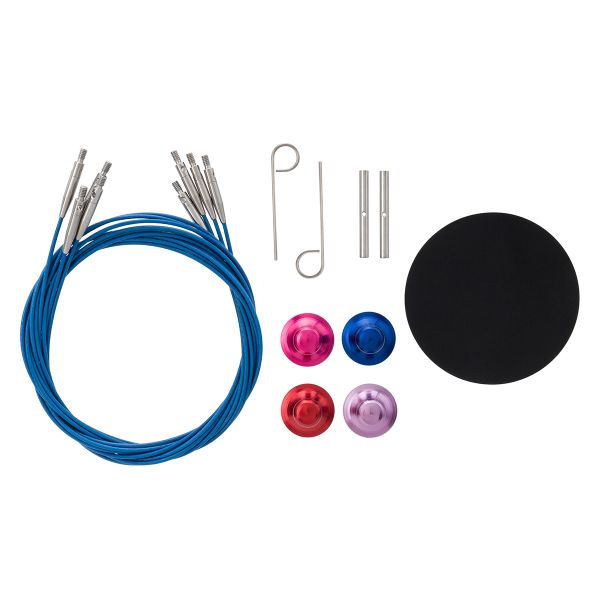 Набор съемных спиц для вязания 10см, 13 размеров (3мм-10мм), цв. синий, алюминий