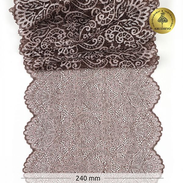 Кружево бельевое эластичное 240 мм / 25 м, TY.40992, цв.бежевый, Kruzhevo