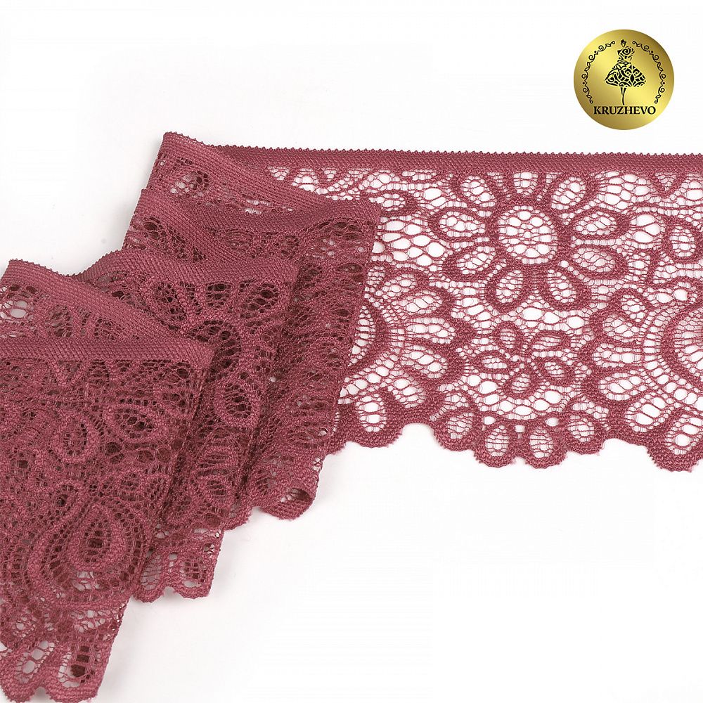 Кружево эластичное (стрейч) 90мм YSTL00839/N, цв.L2925 розовый рубин уп.25м, Kruzhevo