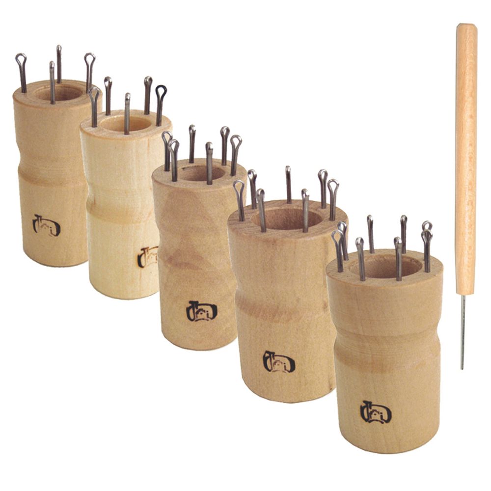 Набор круглых куколок на 4,5,6,7,8 крючков для вязания шнура с иглами Klass and Gessmann