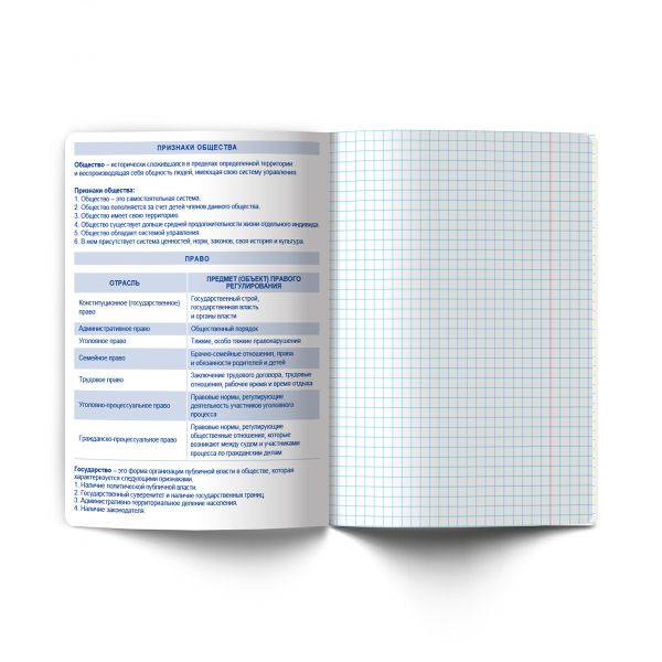 Тетрадь со справочным материалом Академия наук, A5 48 л. на скобе 60 г/м², белизна 90 %, 10 шт, клетка, 01283 Академия наук Обществознание, Светоч Т137