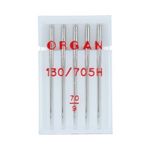 Иглы для швейных машин базовые универсальные 130/705 H, №70, 5 игл, в пенале 5105070 70, ORGAN